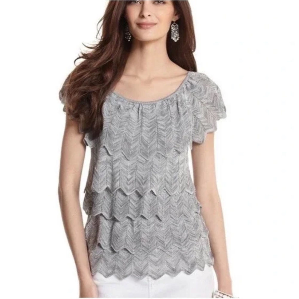 White House Black Market Layered Gold Tunic Top. - Picture 5 of 7